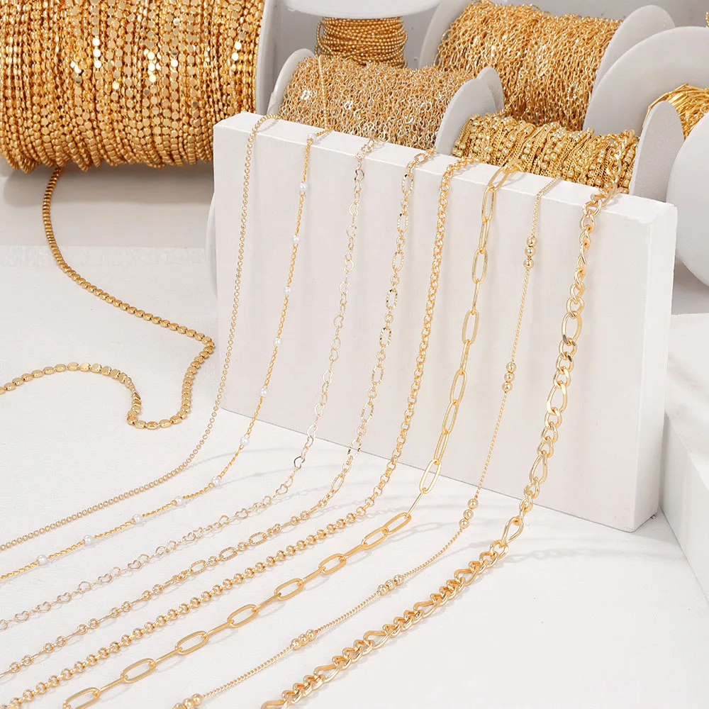 

Wholesale 18K Gold Plated Chains Gold Color Plated Stainless Steel Necklace Chain for Jewelry Making DIY Necklaces Bracelet