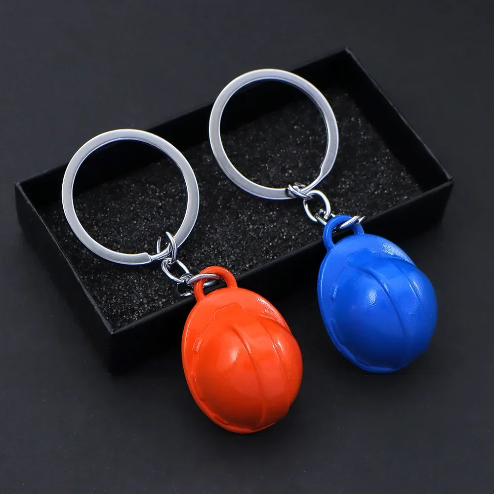 3D Hard Hat Keychain - Plastic Safety Helmet Key Ring, Yellow Or White, Decorative Gift