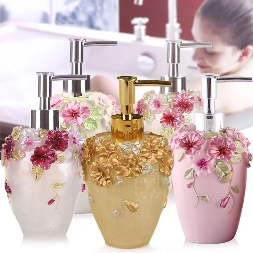 Luxury Flower Soap Dispenser Floral European style Hand Lotion Pump Bottle Colorful Anti-Leak Press Refillable Bottle soap dispenser
