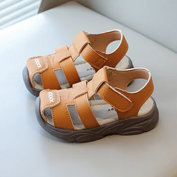 Summer Sport Sandals For Children PU Leather Vintage Boy's Sandals Soft-soled Anti-slippery Kid's Sandals Fashion Summer Shoes