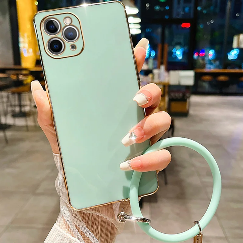 Plating Case For Samsung A34 A54 A53 A32 A33 A22 A13 4G 5G A12 A73 A25 A31 A21S A14 Wristband Bracelet Soft Silicone_voghion.com