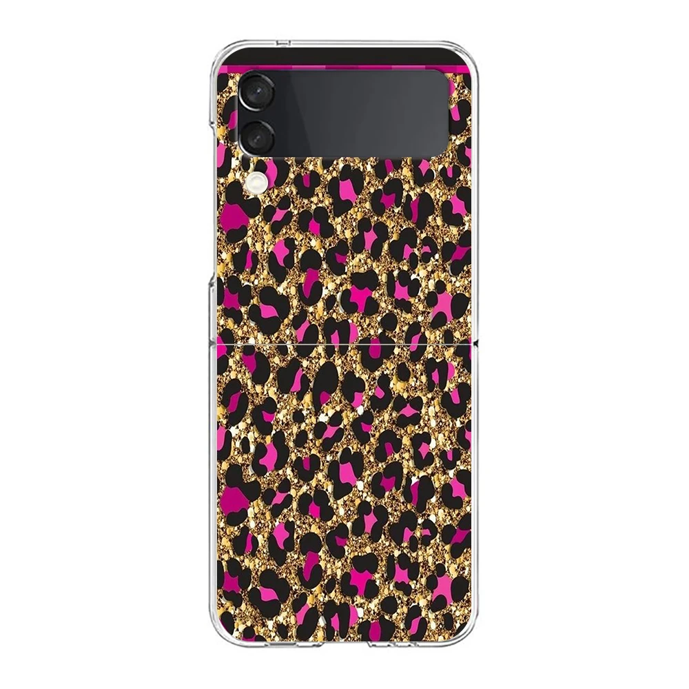 Hard-PC-Handy hülle mit Leoparden muster für Samsung Galaxy Z Flip 5 4 3 transparente Abdeckung für Galaxy Z Flip 6 faltbare stoß feste Hüllen – Detail 3