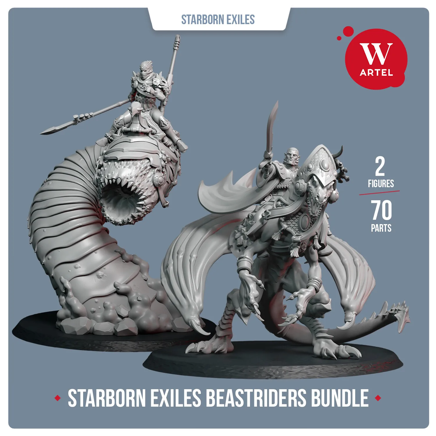 

Unpainted Resin Model Miniatures Beastriders Of Starborn Exiles Bundle