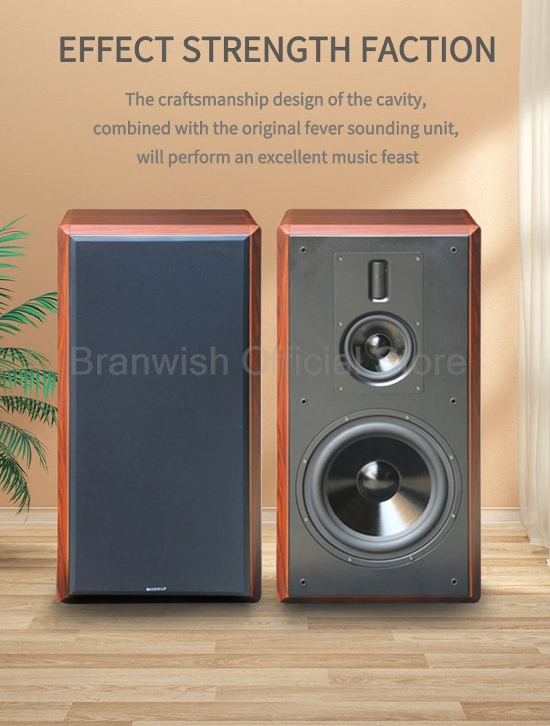 Description Picture 2 of item250W 10 Inch Bookshelf Speakers Three-Way Fever Hifi Home Theater System Music Wooden Sound Equipment Amplifiers Passive Speaker