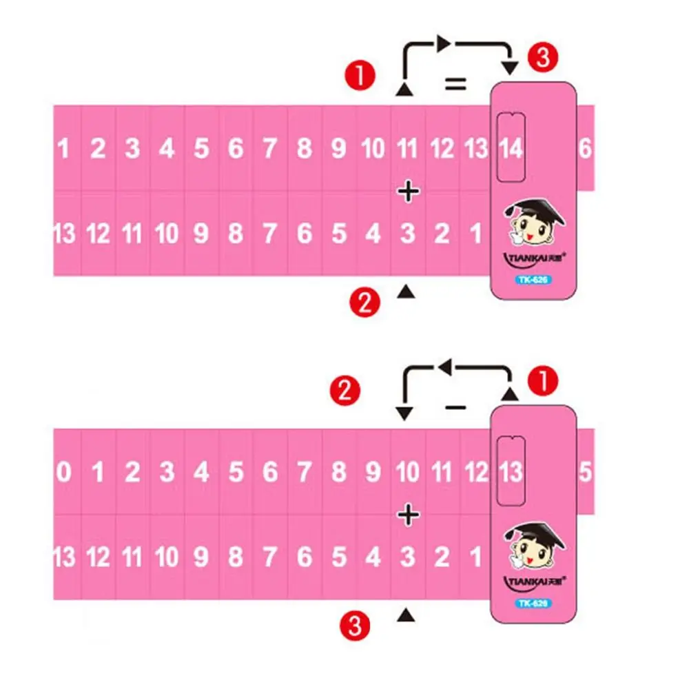 플라스틱 수학 분해 자, 분홍색/파란색, 20 이내 뺄셈 자, 교육용 시연 자, 휴대용 덧셈 자