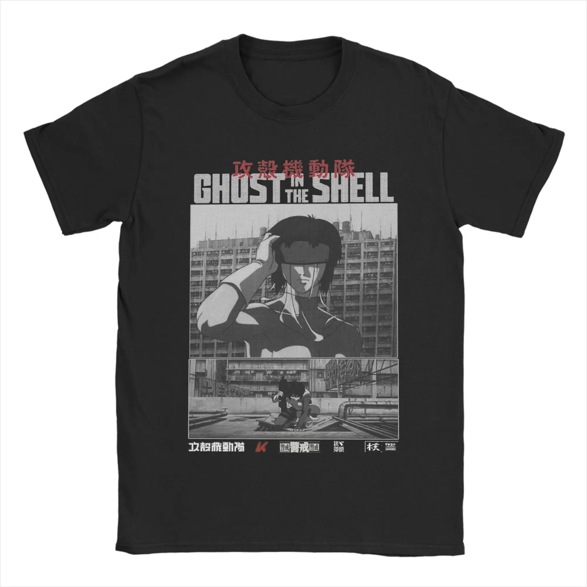 Hipster Major Motoko Kusanagi Ghost in the Shell T-Shirt for Men Crew Neck Cotton T Shirt Anime Tee Shirt Gift Idea Clothing