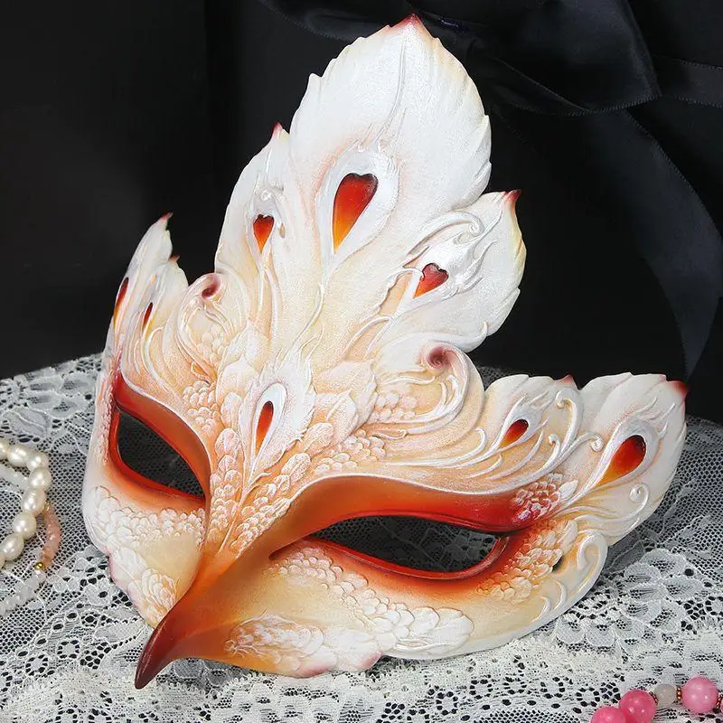 

1Pc Chinese Style Hand-Painted Half-Face Mask Party Dance Cosplay Phoenix Dress Up Ancient Style Hanfu Accessories Girl Gift