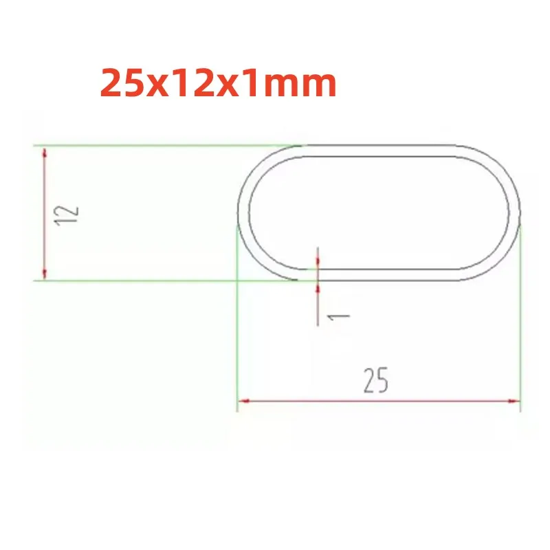 Tube Ovale Aluminium 25x12x1mm 490mm - Alliage 6061, Profil Elliptique Creux Bricolage Construction