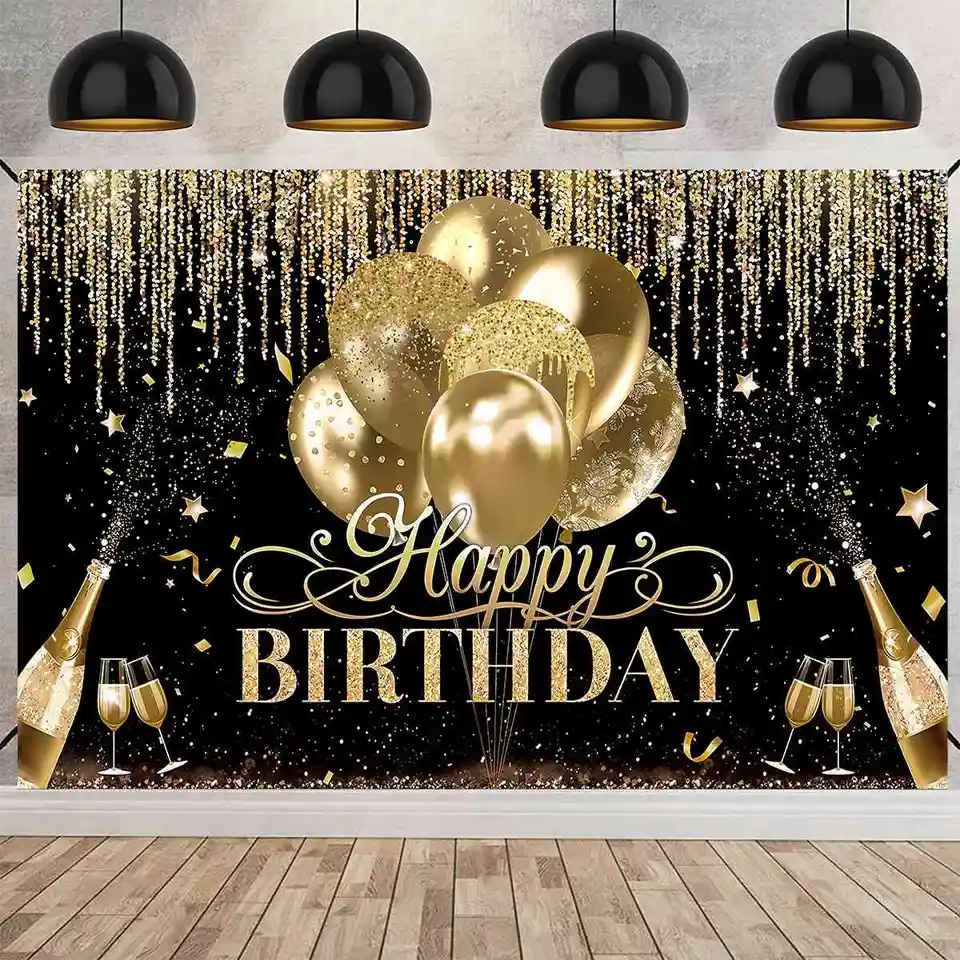 Banner personalizzato per compleanno con palloncini blu navy