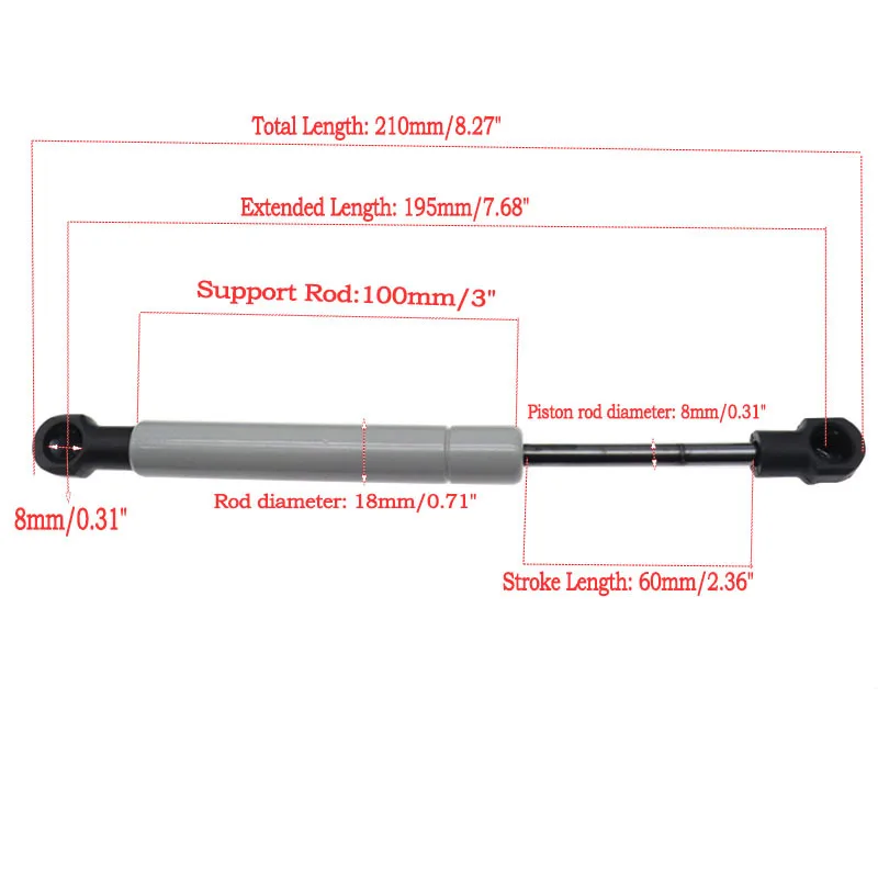 Car Gas Struts 8-195mm 200-380N Car Gas Struts Bonnet Hood Trunk Tailgate Shock Lift Strut Support Bar Gas Spring Bus Bed RV Truck Boat Window
