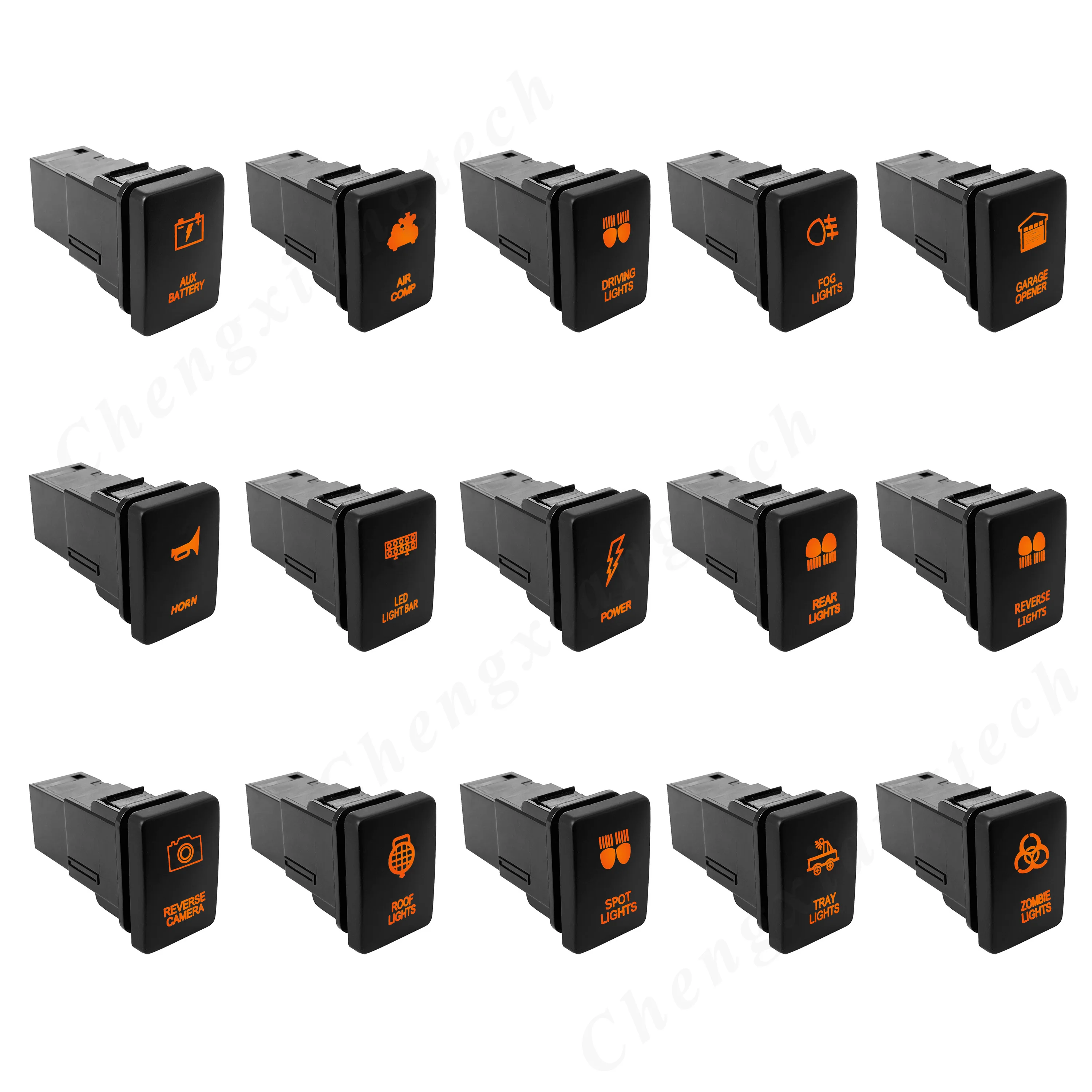 12V Orange Led Car Push Button Switch Mirror Heating DRL With Wire Plug Connector for Toyota Hilux Landcruiser Prado HiAce RAV4