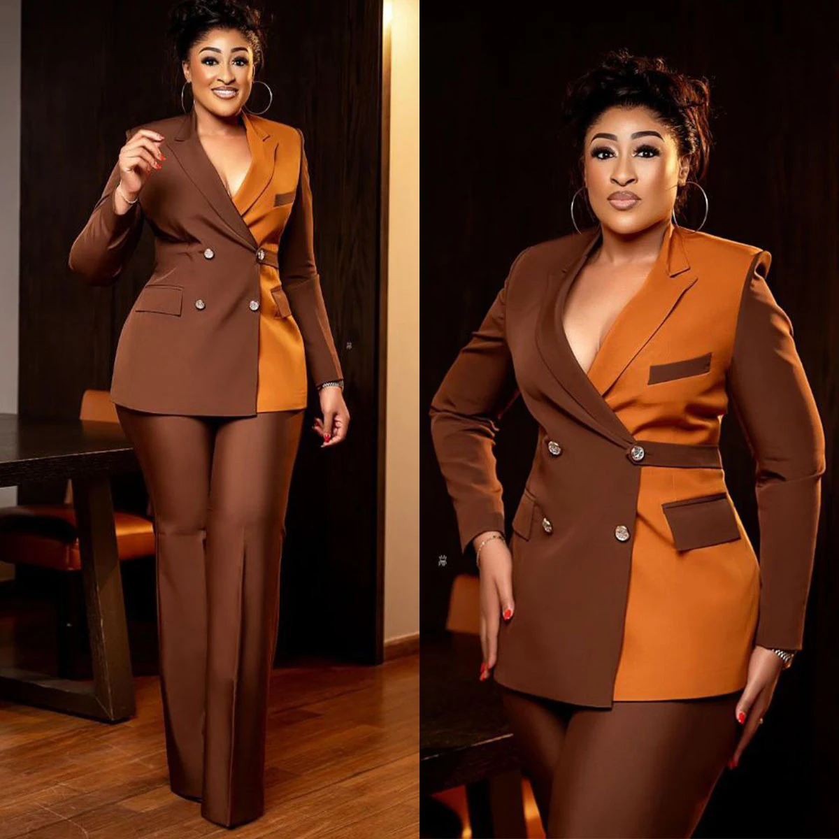 Mother of the Bride Dresses 2 Pieces Peaked Lapel Jacket Double Breasted Prom Party Formal