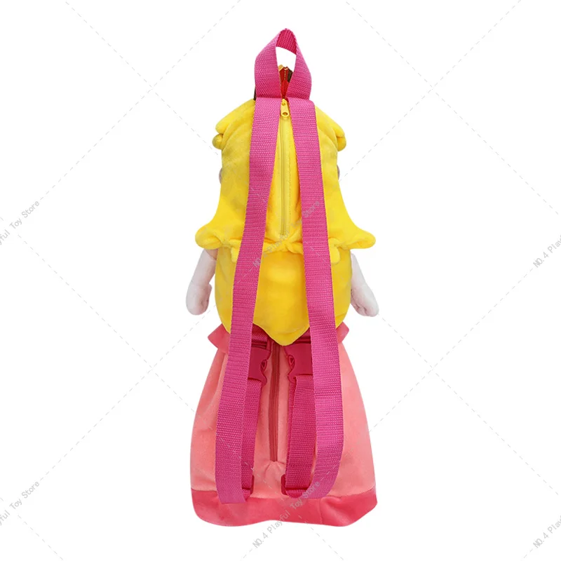 New Styles Cartoon Pink Princess Peach Backpack Kawaii Plush Soft Stuffed Doll Schoolbag Girls Birthday Gift