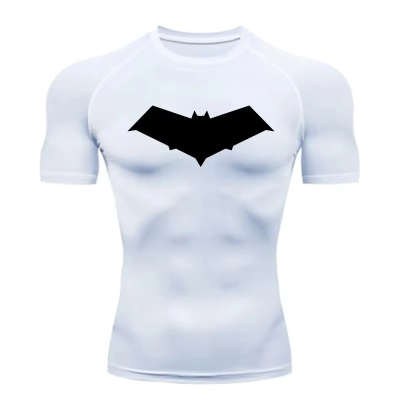 Sommer Casual Run Kompression T-Shirt Männer Tops Bat Print Quick-Dry Fitness Gym Sportswear MMA Rashguard Jersey Workout t Männlich – Detail 8