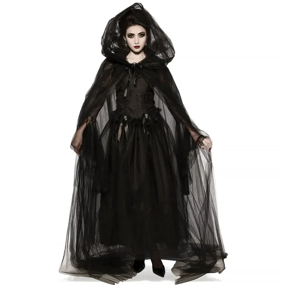 Halloween Women Zombie Ghost Bride Witch Vampire Cosplay Game Horror Demon Costume Ghost Bride Costume Black Gauze Dress