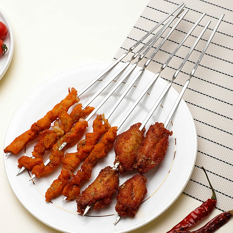Tiartisan titanium BBQ skewers long handle shish kebab barbecue grill sticks outdoor grill needle bags barbecue skewers