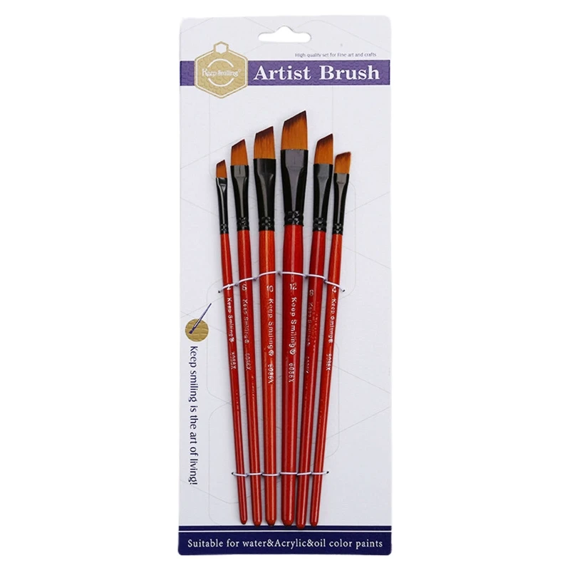 

6 Pack Acrylic Paint Brush Set Angular Brushes for Child Artist Painter Present Dropship