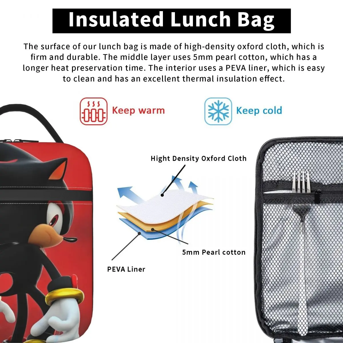 Lunch Boxes Shadow The Hedgehog Anime Accessories Storage Food Box Unique Design Thermal Cooler Lunch Box For Travel 5