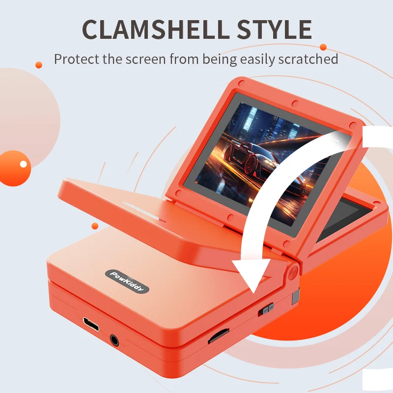 POWKIDDY v90 3-Inch IPS Screen Flip Handheld Console Dual Open System Game Console 16 Simulators Retro PS1 Kids Gift 3D New Game 3