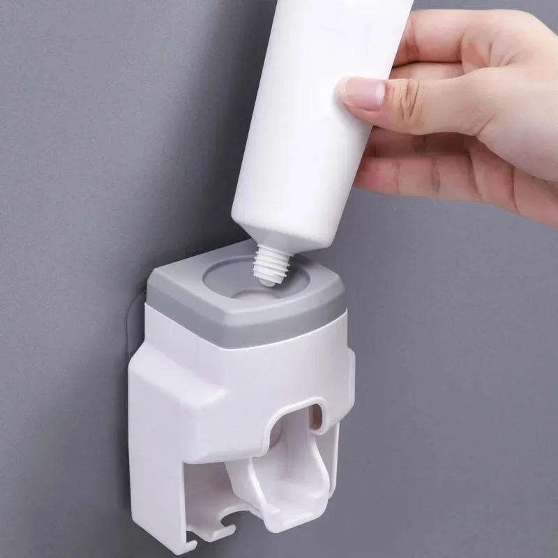 Wall Mounted Toothbrush Holder Toothpaste Squeezer Multifunction Automatic Toothpaste Dispenser Bathroom Toothbrush Stand Rack toothbrush holder toothpaste dispenser bathroom storage rack