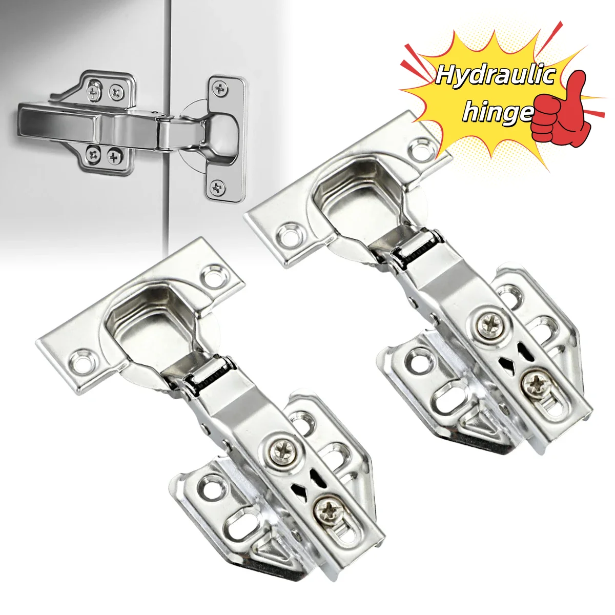 Hydraulic Hinge 4/10PCS Stainless Steel Soft Close Quiet Damper Wardrobe Door Cabinet Furniture Hardware