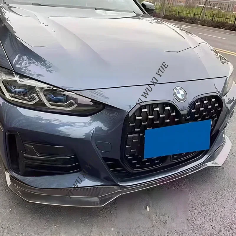 Car Front Bumper Lip Body Kit Spoiler Canard Splitter Diffuser Carbon Look For BMW 4 Series G22 G23 G24 G26 420i M440i 2020-2023
