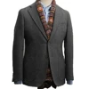 Formal Men's Wool Gray Suits Business Jacket Prom Green Tuxedos One Piece Herringbone Patterned Blazer for Wedding Groomsmen 4