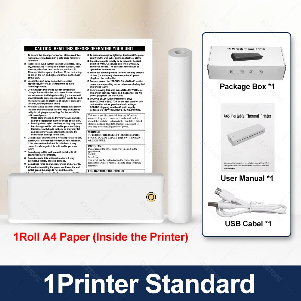 Impresora Térmica Inalámbrica Impresora Térmica Portátil A4 - Sin Tinta, Bluetooth, Compatible Con Móvil Y PC | Ideal Para Viajes Y Oficina Mini Impresora Para Movil