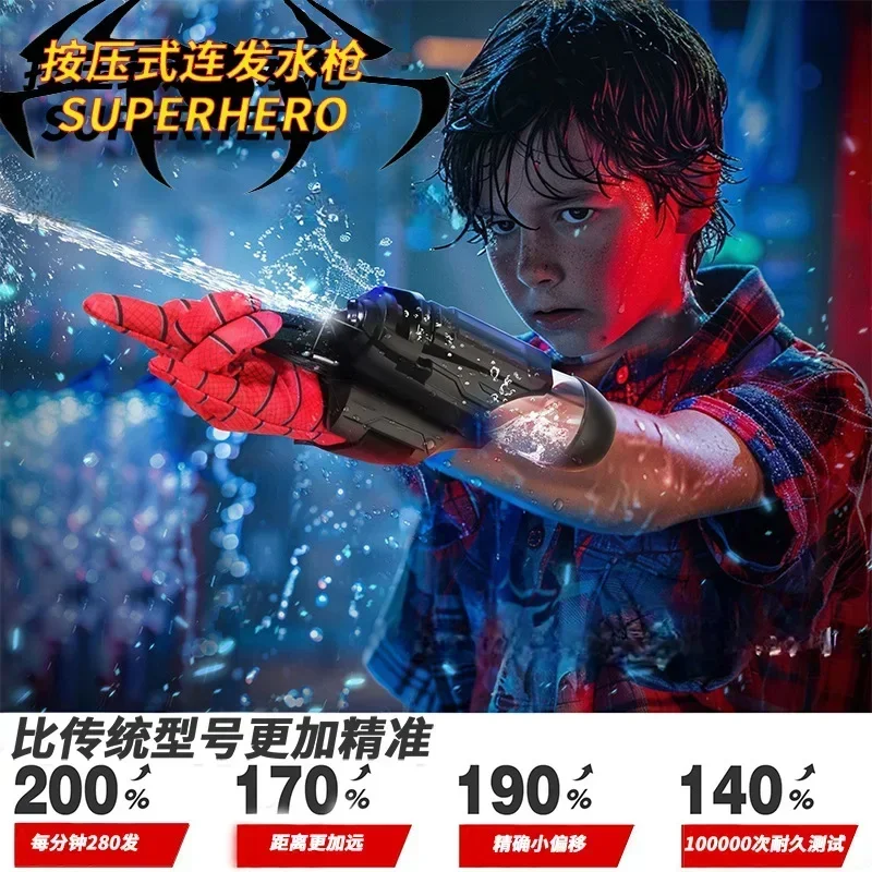 Hot Spider-Man Spider Wrist Pressure Electric Launcher Continuous Water Gun Children's Wearable Arm Toy Party Props Gift