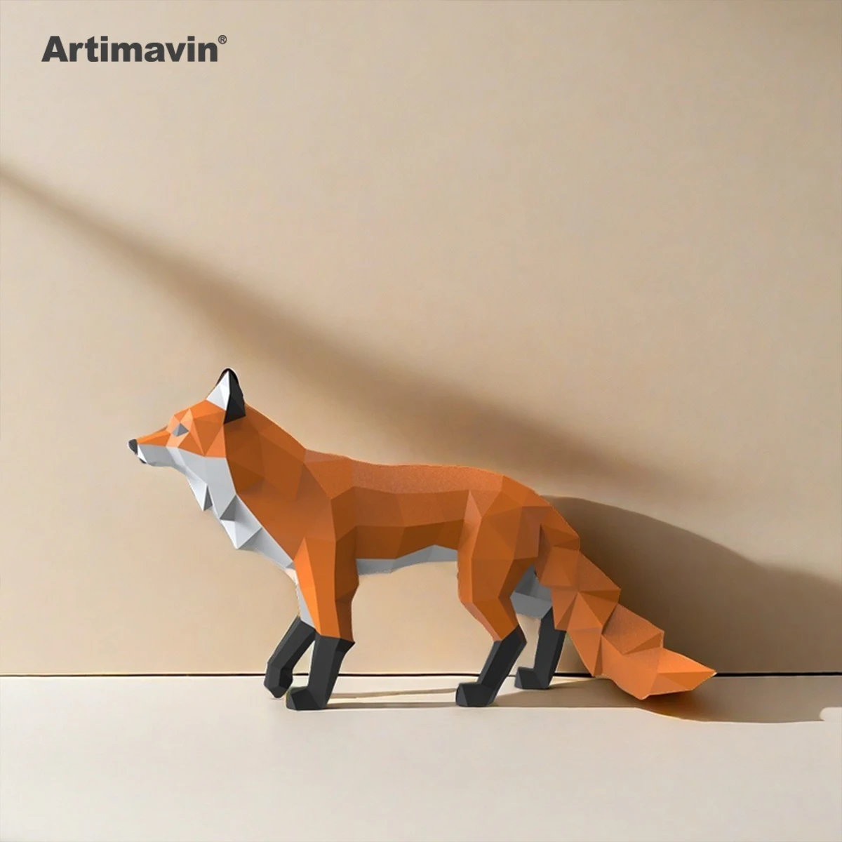 Fox Creative DIY 3D Paper Sculpture Model Handmade Origami Decorative Paper Art Trendy Toy Ornament