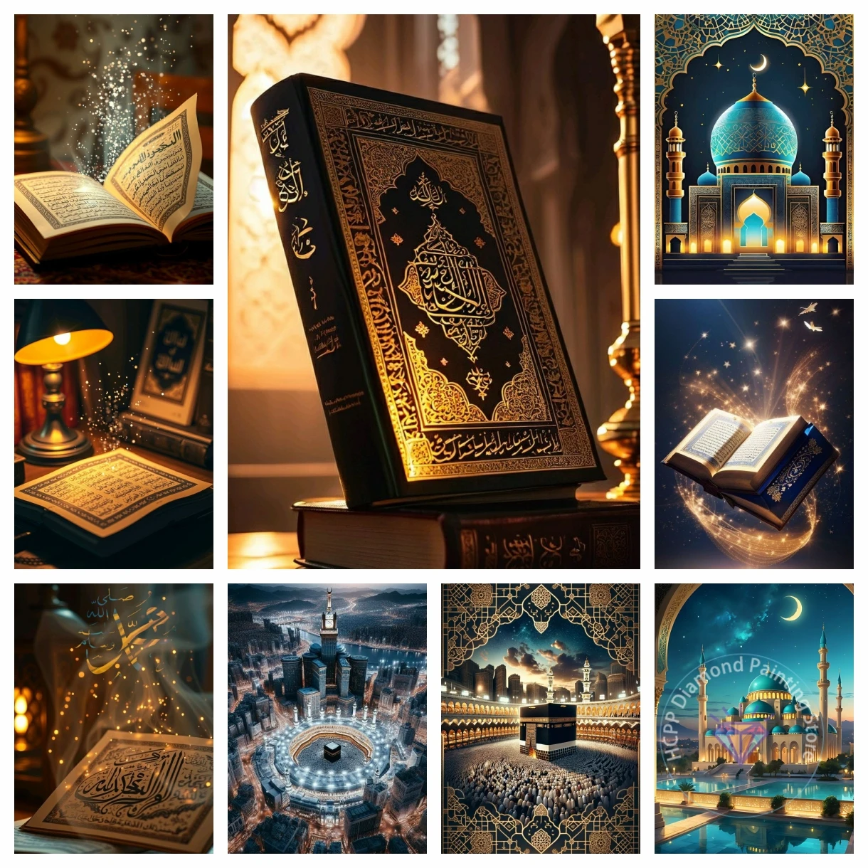 Diamond Painting Kit Islamic Star and Crescent Architecture Pattern 5D DIY Cross Stitch Handmade Art Gift Crafts Home Decor