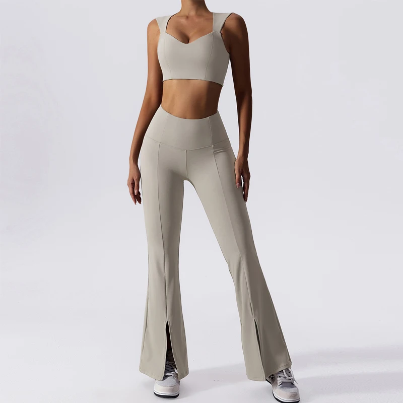 

Yoga Sets Quick Dry Nude Yoga Vest Set Running Sports Set High Waist Fitness Suit