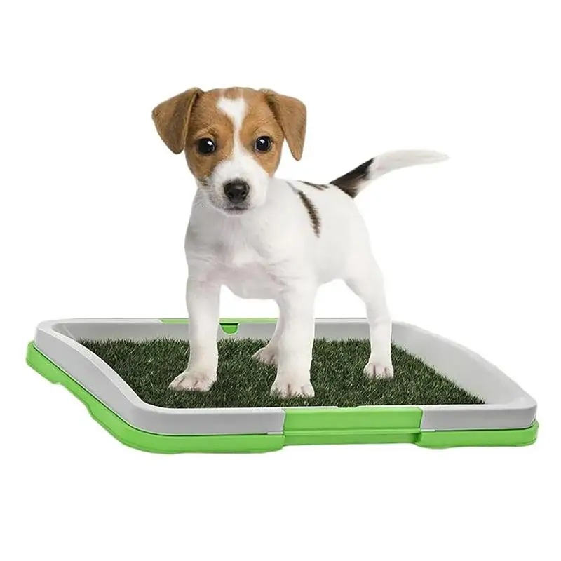 

Puppy Potty Grass Mat Dog Pee Training Grass Pad With Tray Indoor Turf Dog Mat Three Layer Reuseable Grass Pee Pad Pet Supplies