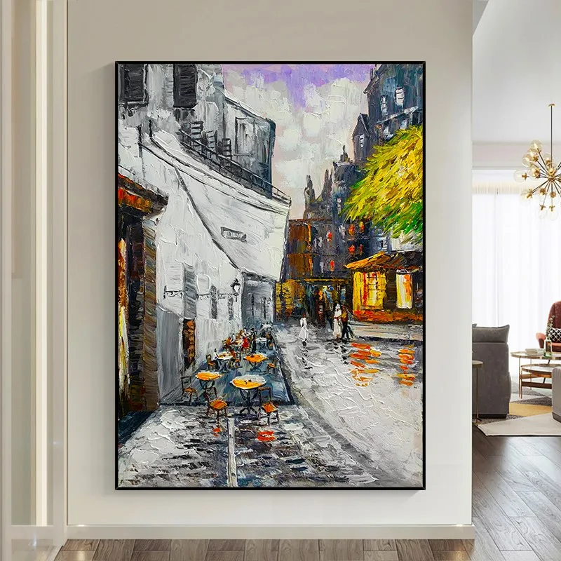 

Handmade Painting Outdoor Coffee Shop Living Room Background Wall Decorative Entrance Quiet Style Light Luxury
