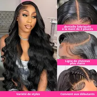 Perruque Lace Front Wig Body Wave brésilienne naturelle 180%, cheveux humains, 13x6, 13x4, pre-plucked, pour femmes, 360 2