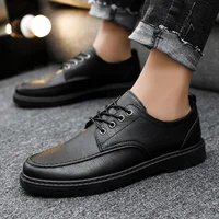 Leather Surface Men's Casual oes Student Lazy Sle Summer Korean Version Breathable Men's Footwear round Toe Thi Bot