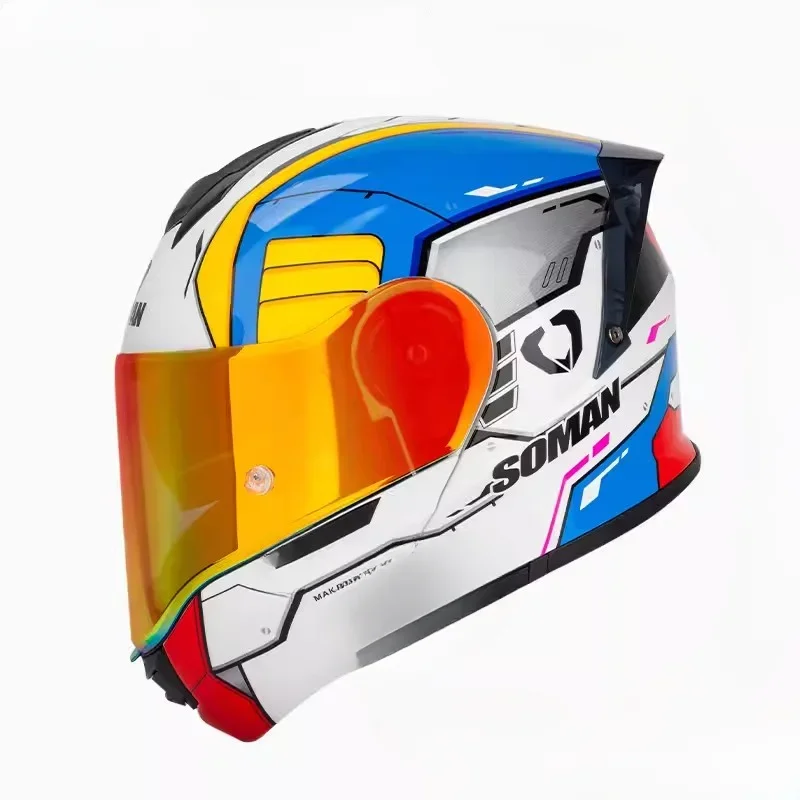 thumbnail image 1 of Nuevo casco de motocicleta SOMAN actualizado con certificación DOT, abatible hacia arriba, con lentes de doble color, para hombres y mujeres, casco de moto para DUKADI, 1 of 5