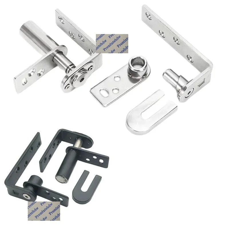 1Pair 304 Stainless Steel Self Closing Pivot Hinge Public Toilet Partition Cubicle Bar Door Matte Black