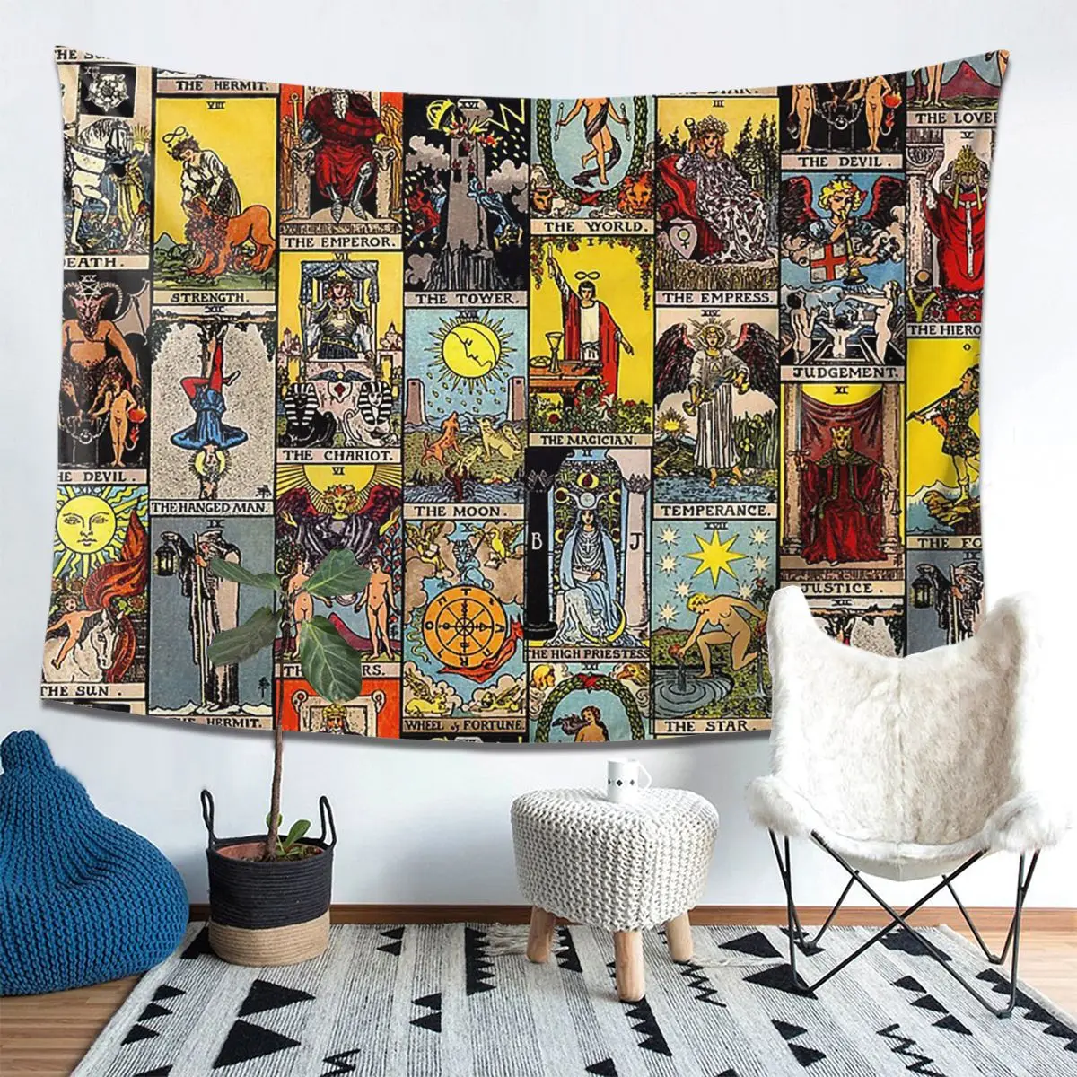 

The Major Arcana Of Tarot Aesthetic Home Decor Tapestry Hippie Wall Hanging Tapestries on the Wall for Living Room Bedroom Dorm