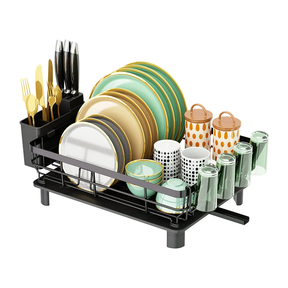 Joey'z 3-Pc Extra Large Dish Drying Rack with Drainboard and Utensil Holder  Set, Red - AliExpress