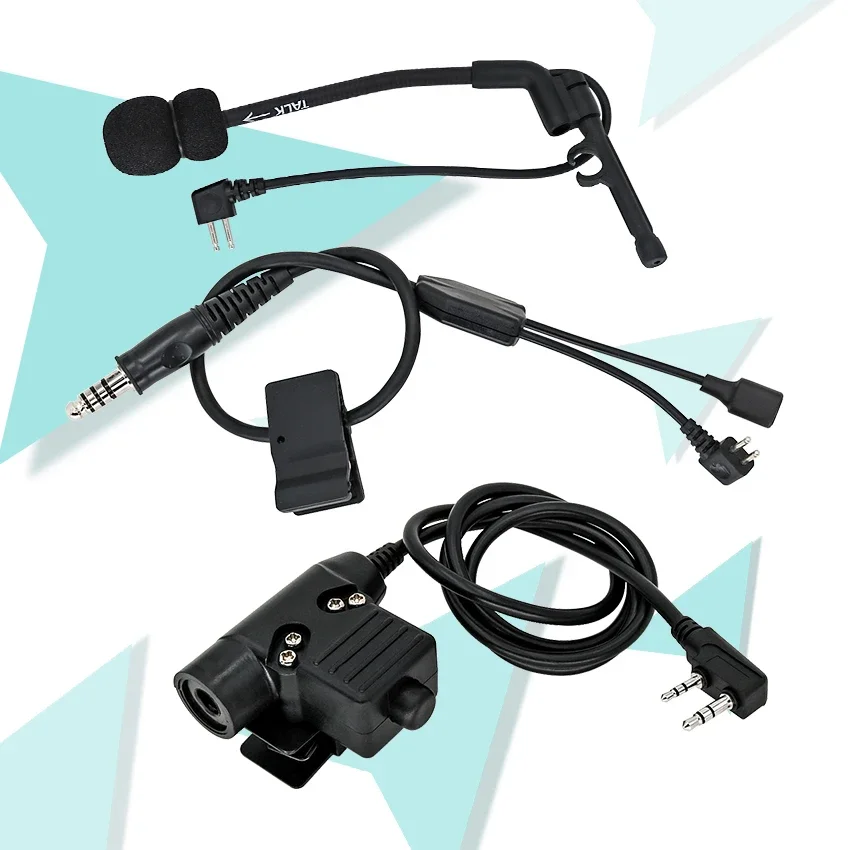 Y Cable, with Comtac Microphone and Tactical U94 Ptt for Tactical  Shooting Headphones IPSC Version COMTAC Hunting Headset