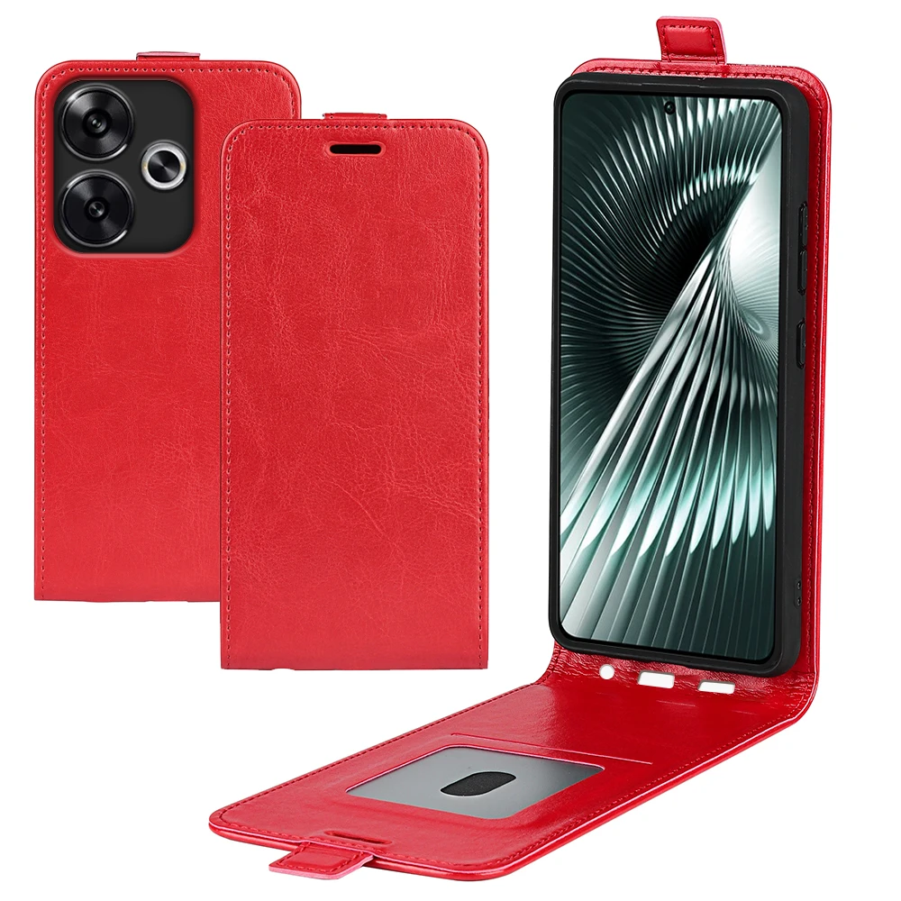 For Poco F6 Case Flip Leather Cases Soft Cover Vertical Wallet Leather Credit Card Slot For Poco F6