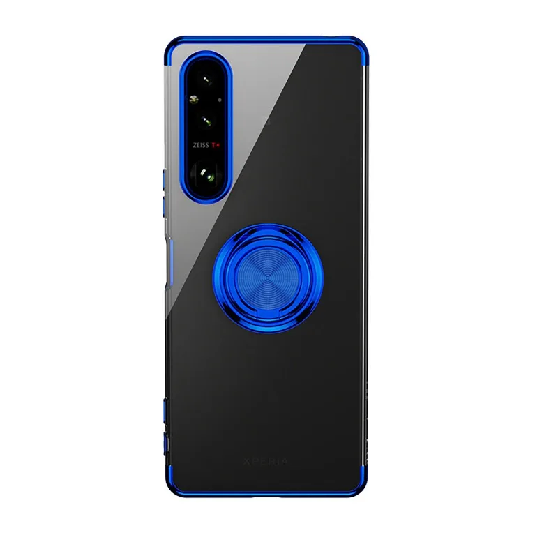 Magnetic 360° Ring Transparent TPU Case with Electroplated Borders
