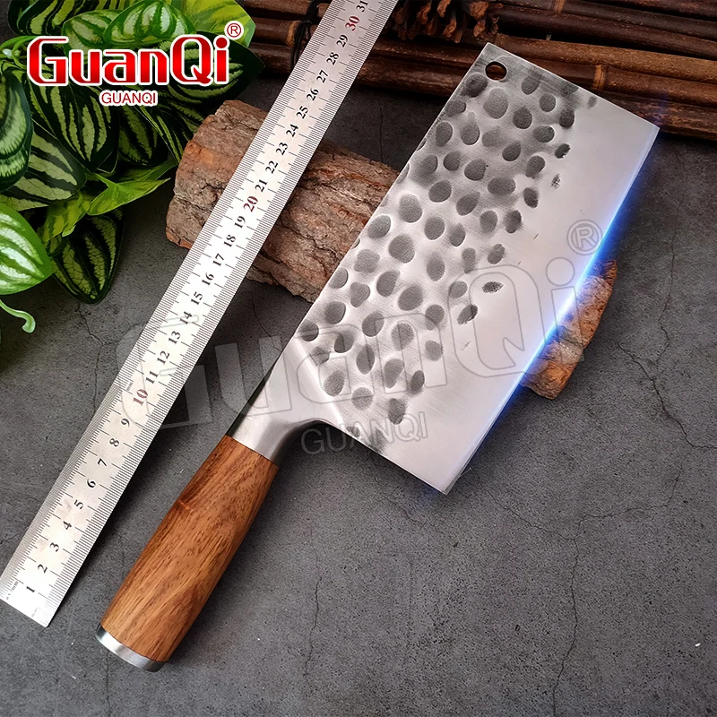 

Chinese Butcher Knife 5CR15mov Chef Chopping Vegetables Meat Knife Wooden Handle Hand Forged Carbon Steel Kitchen Knives Cleaver