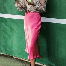 Summer High-waisted skirt Knee-length skirt women clothes Solid Pink pastel vintage y2k sexy party kawaii юбка женская finishing