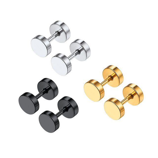 Pairs Black/Silver/Gold Color Punk Style Stainless Steel Spike Hoop Earrings Stud Earrings For Men Women Statement Jewelry