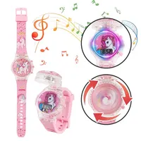 Fashion Creative Gyro Turntable Unicorn Light up Watch Students Watch Colorful Horse Light up Electronic Display 2