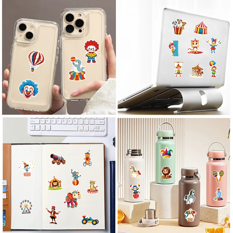 50/100/150PCS Zirkus Graffiti Aufkleber Niedlichen Cartoon Laptop Telefon Aufkleber Gepäck kinder Schreibwaren Dekor Wasserdichte Aufkleber – Detail 4