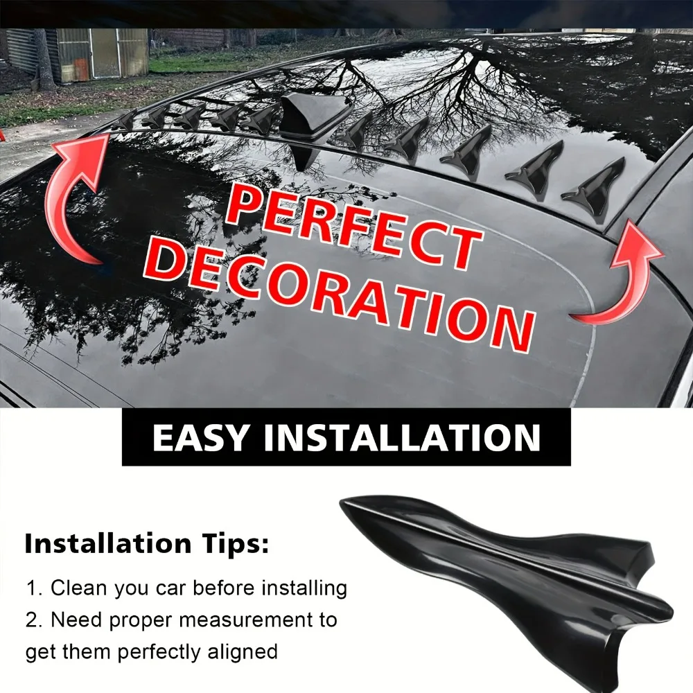Kit aerodinamico da 10 pezzi con diffusore Air Vortex e alette a pinna di squalo – Combinazione spoiler per tetto/parafango per la maggior parte delle berline e SUV - Image 6