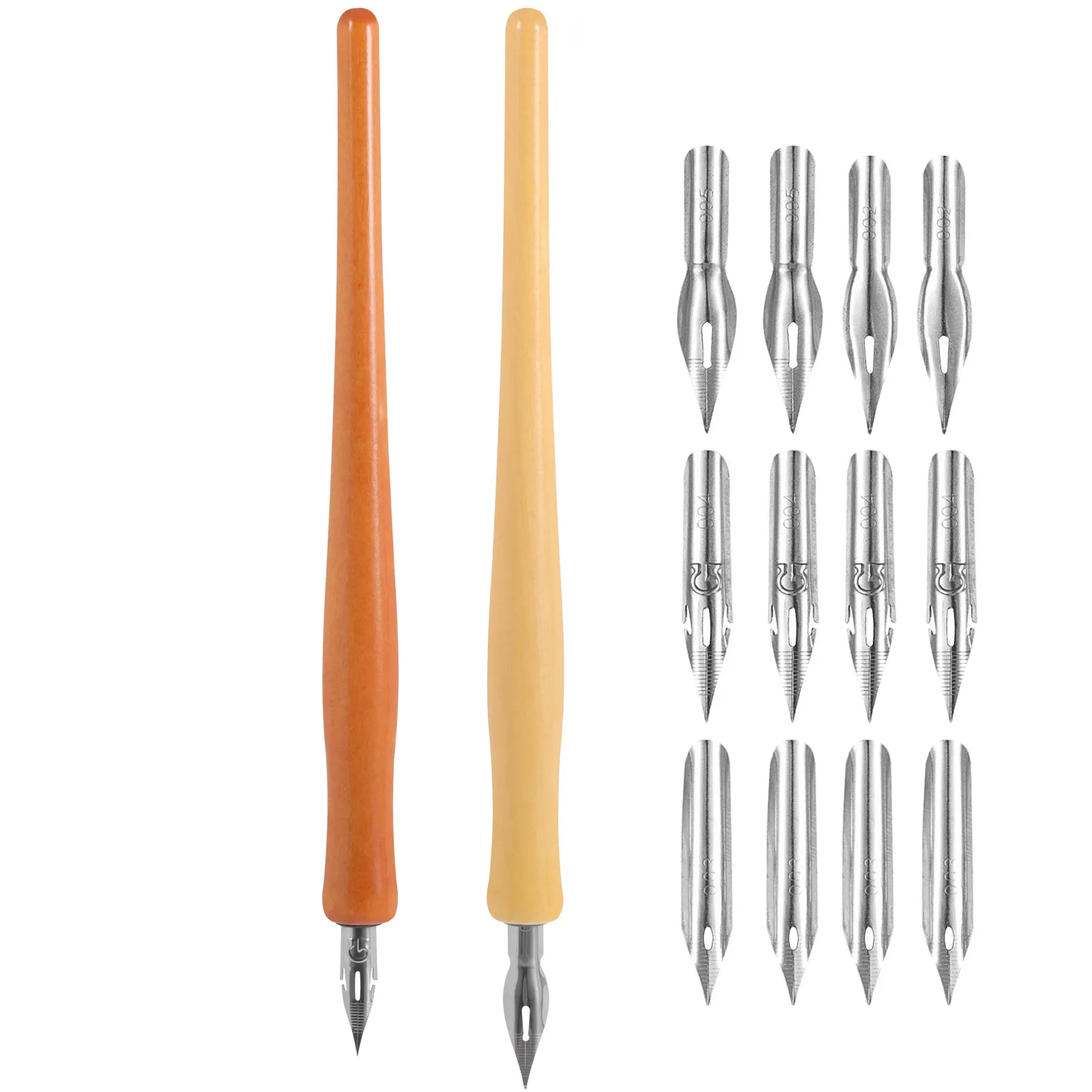 1세트 원목 딥펜 벤트팁 캘리그래피 연습 세트 빈티지 잉크 드로잉 시그니처 닙 휴대용 딥펜 닙